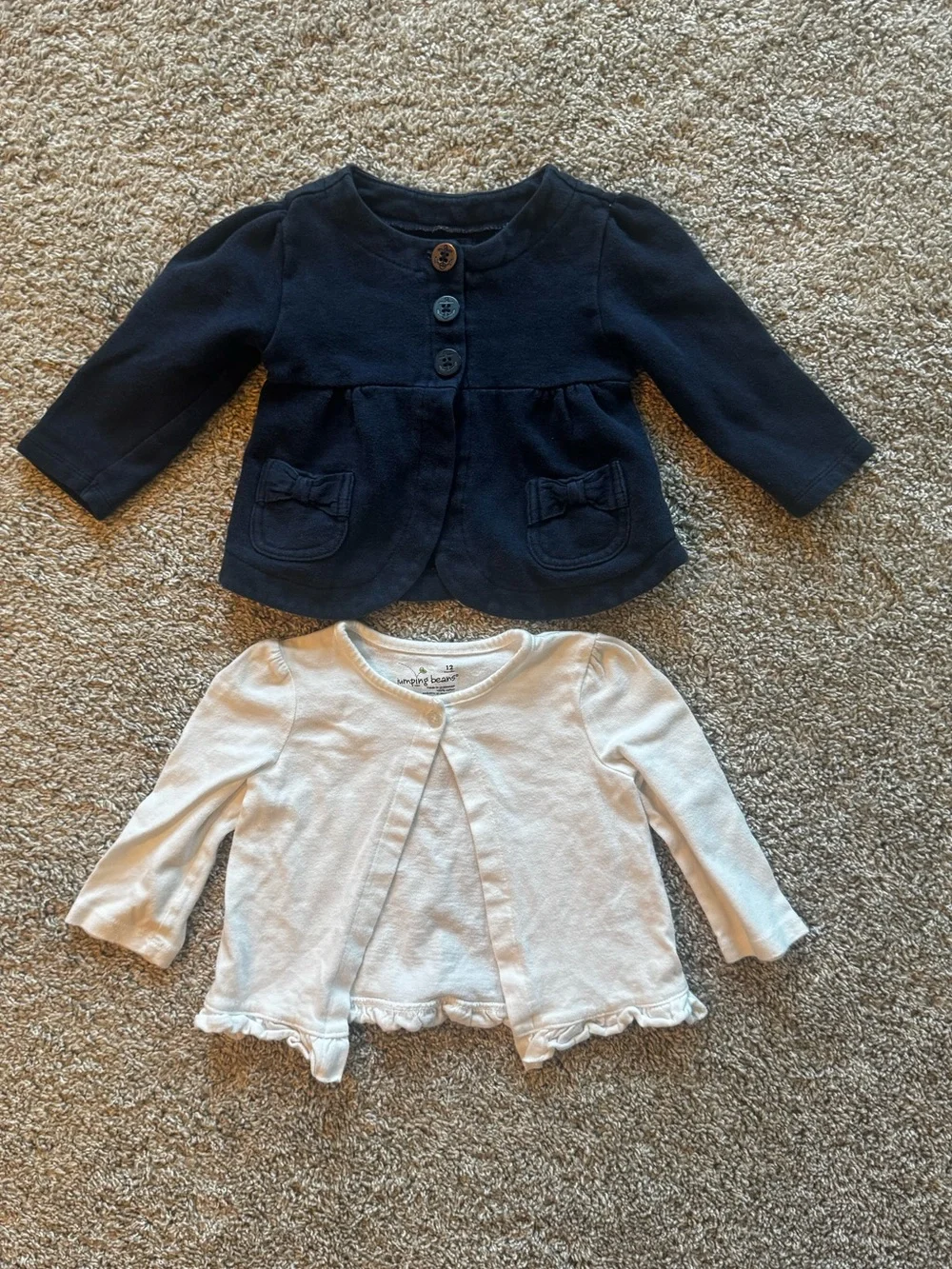 GAP Baby Girl Cardigan Set Navy & White Button Front Sweaters Bundle size 12M